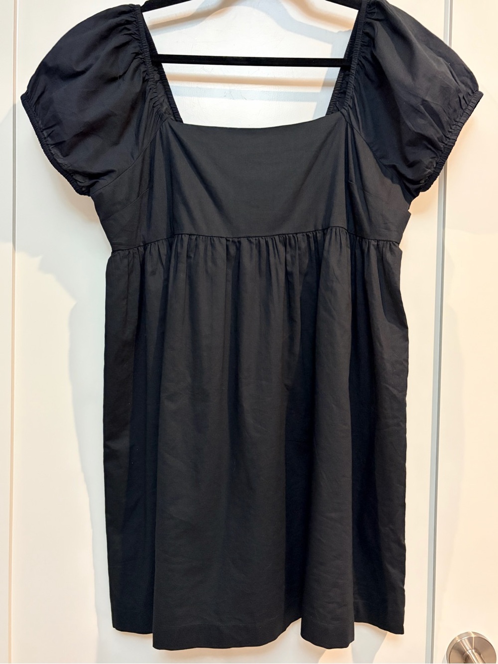 Abound Black Cotton Babydoll Mini Dress Puff Sleeve Size L